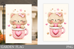 Valentines Cat Garden Flag. Valentines Garden Flag Design Product Image 1