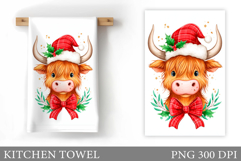 Christmas Cow Kitchen Towel. Christmas Kitchen Towel Design Product Image 1