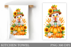 Thanksgiving Turkey Kitchen Towel. Fall Kitchen Towel Design Product Image 1