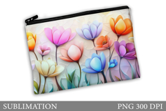 Wildflowers Makeup Bag Design. Flowers Makeup Pouch Product Image 1