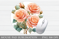 Roses Mouse Pad Design. Flowers Mouse Pad Sublimation Product Image 1