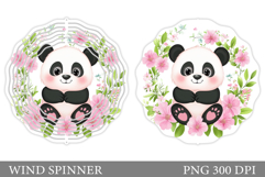Cute Panda Wind Spinner. Panda Flowers Wind Spinner Design Product Image 1
