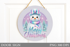 Cute Snowman Door Sign. Christmas Door Sign Sublimation Product Image 1