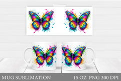 Rainbow Butterfly Mug. Colorful Butterfly Mug Design Product Image 1