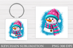Cute Snowman Keychain Sublimation. Christmas Keychain Design Product Image 1