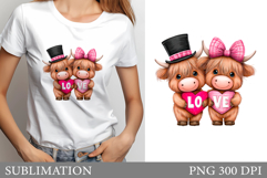 Valentine Cow T-Shirt Design. Valentines Cow Sublimation Product Image 1