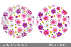 Flowers Wind Spinner Design. Floral Wind Spinner Sublimation Product Image 1