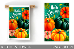 Fall Pumpkin Kitchen Towel. Fall Kitchen Towel Sublimation Product Image 1