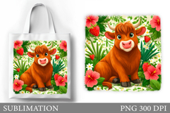 Summer Cow Tote Bag Design. Cute Cow Sublimation Product Image 1