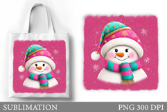Snowman Tote Bag Sublimation. Christmas Tote Bag Design Product Image 1
