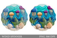 Jellyfish Wind Spinner Sublimation. Sea Wind Spinner Design Product Image 1