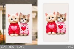 Valentines Cat Garden Flag. Valentines Garden Flag Design Product Image 1