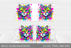 Cat Mug Wrap Design. Cute Cat Sublimation Product Image 1