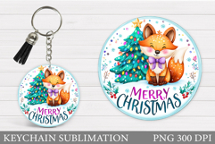 Christmas Fox Keychain. Christmas Keychain Sublimation Product Image 1