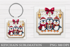 Christmas Penguin Keychain. Christmas Keychain Sublimation Product Image 1