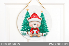 Christmas Bear Door Sign. Christmas Door Sign Sublimation Product Image 1