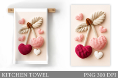 Crochet Cherry Kitchen Towel. Crochet Cherry Sublimation Product Image 1