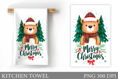 Christmas Bear Kitchen Towel. Christmas Kitchen Towel Design Product Image 1