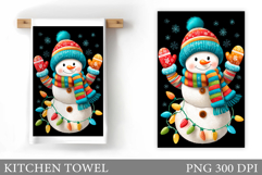 Cute Snowman Kitchen Towel. Christmas Kitchen Towel Design Product Image 1