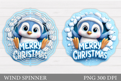 Cute Penguin Wind Spinner. Christmas Wind Spinner Design Product Image 1