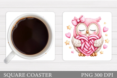 Valentines Owl Coaster Design. Valentine Coaster Sublimation Product Image 1