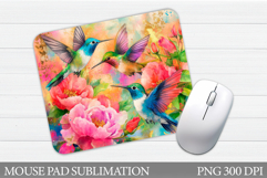 Hummingbird Mouse Pad Design.Floral Mouse Pad Sublimation Product Image 1