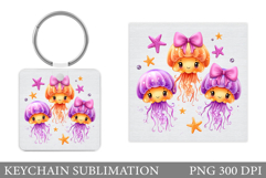 Cute Jellyfish Keychain Design. Jellyfish Sublimation Product Image 1