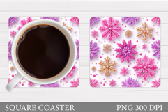 Snowflakes Coaster Sublimation. Snowflakes Sublimation Product Image 1