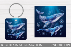 Whale Keychain Sublimation. Whale Sublimation Product Image 1