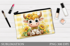 Cute Cow Makeup Bag Design. Cow Makeup Pouch Sublimation Product Image 1