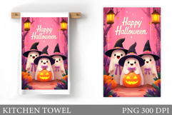 Cute Ghost Kitchen Towel. Cute Halloween Kitchen Towel Product Image 1