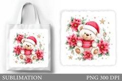 Christmas Bear Tote Bag. Christmas Tote Bag Sublimation Product Image 1