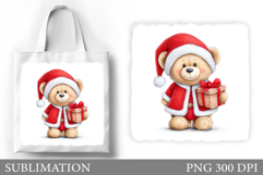 Christmas Bear Tote Bag. Christmas Tote Bag Sublimation Product Image 1