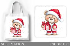 Christmas Bear Tote Bag. Christmas Tote Bag Sublimation Product Image 1