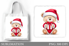 Christmas Bear Tote Bag. Christmas Tote Bag Sublimation Product Image 1