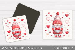 Valentines Gnome Magnet. Valentines Magnet Sublimation Product Image 1