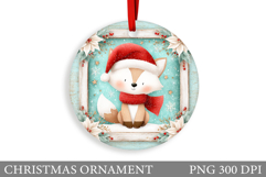 Cute Fox Christmas Ornament. Christmas Ornament Sublimation Product Image 1