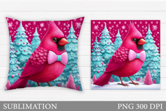 Cardinal Pillow Design. Christmas Pillow Sublimation Product Image 1