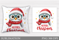 Christmas Penguin Pillow. Christmas Pillow Design Product Image 1