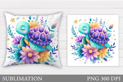 Turtle Pillow Sublimation. Turtle Sublimation Product Image 1