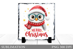 Christmas Penguin Slate Design. Cute Penguin Sublimation Product Image 1