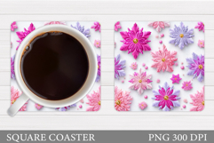 Snowflakes Coaster Sublimation. Winter Square Coaster Product Image 1