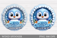 Cute Penguin Wind Spinner. Christmas Wind Spinner Design Product Image 1