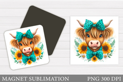 Cute Cow Magnet Design. Cute Cow Sublimation Product Image 1