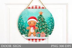 Gingerbread Door Sign Design. Christmas Door Sign Product Image 1