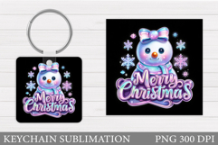 Cute Snowman Keychain Sublimation. Christmas Keychain Design Product Image 1