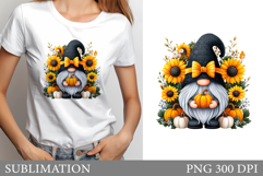 Fall Gnome T-Shirt Design. Autumn Gnome Sublimation Product Image 1
