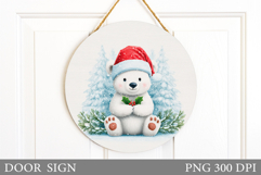 Polar Bear Door Sign Design. Christmas Door Sign Sublimation Product Image 1
