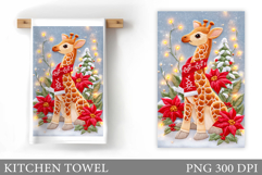 Cute Giraffe Kitchen Towel. Christmas Kitchen Towel Design Product Image 1