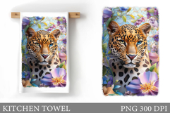 Leopard Kitchen Towel Design. Leopard Sublimation Product Image 1
